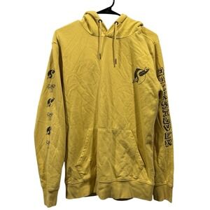 Quicksilver‎ Yellow Surf Hoodie Men's Pullover Beachwear Logo Large Men's Print